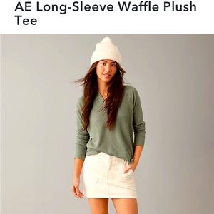 AE Long-Sleeve Waffle Knit Plush Top